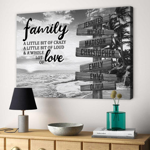 Personalized Canvas Wall Art For Mom Dad Grandma From Kids Wooden Signs A Little Crazy Loud And Lot Love Custom Multi Name Poster Prints Home Decor Family Gifts For Mom Dad On Birthday