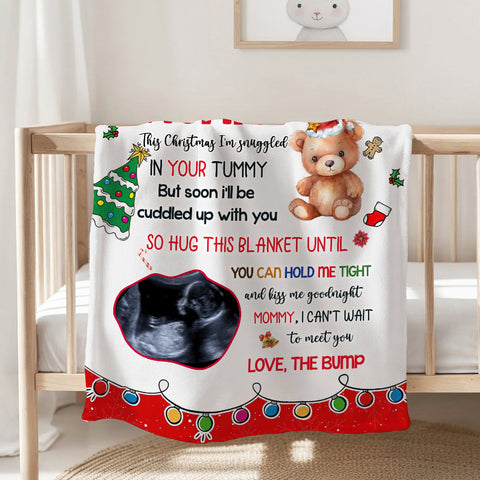 Mom To Be Gifts, So Hug This Blanket Until You Can Hold Tight Bear With Sonogram, Personalized Blanket, Gifts For Mommy New Mom, Fleece Sherpa, New Mom Blanket, Gifts For Christmas