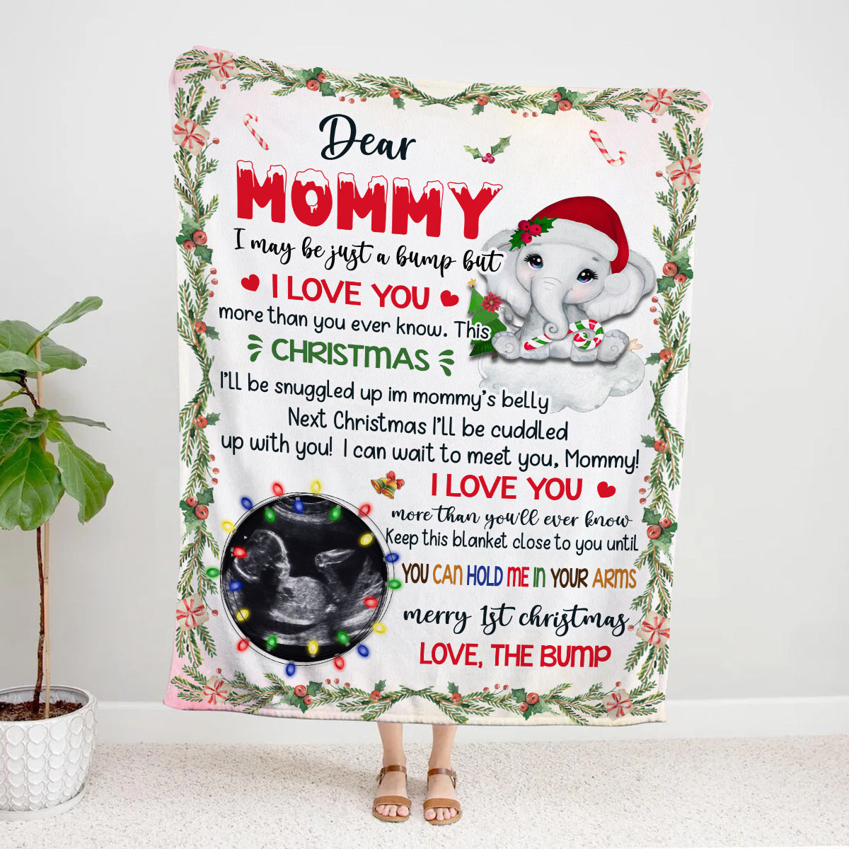 Mom To Be Gifts, Dear Mommy I Can't Wait To Meet You Elephant Baby Ultrasound Photo , Personalized Photo Blanket, Gifts For New Mommy, Fleece Sherpa, New Mom Blanket, Gifts For Xmas