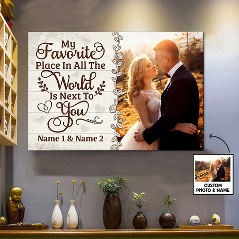 Personalized Canvas Wall Art For Wifey Hubby From Him Her Gifts For Couple Couple Photo Poster My Favorite Flace In The Word Custom Name Poster Prints Hanging Home Decor For Valentines