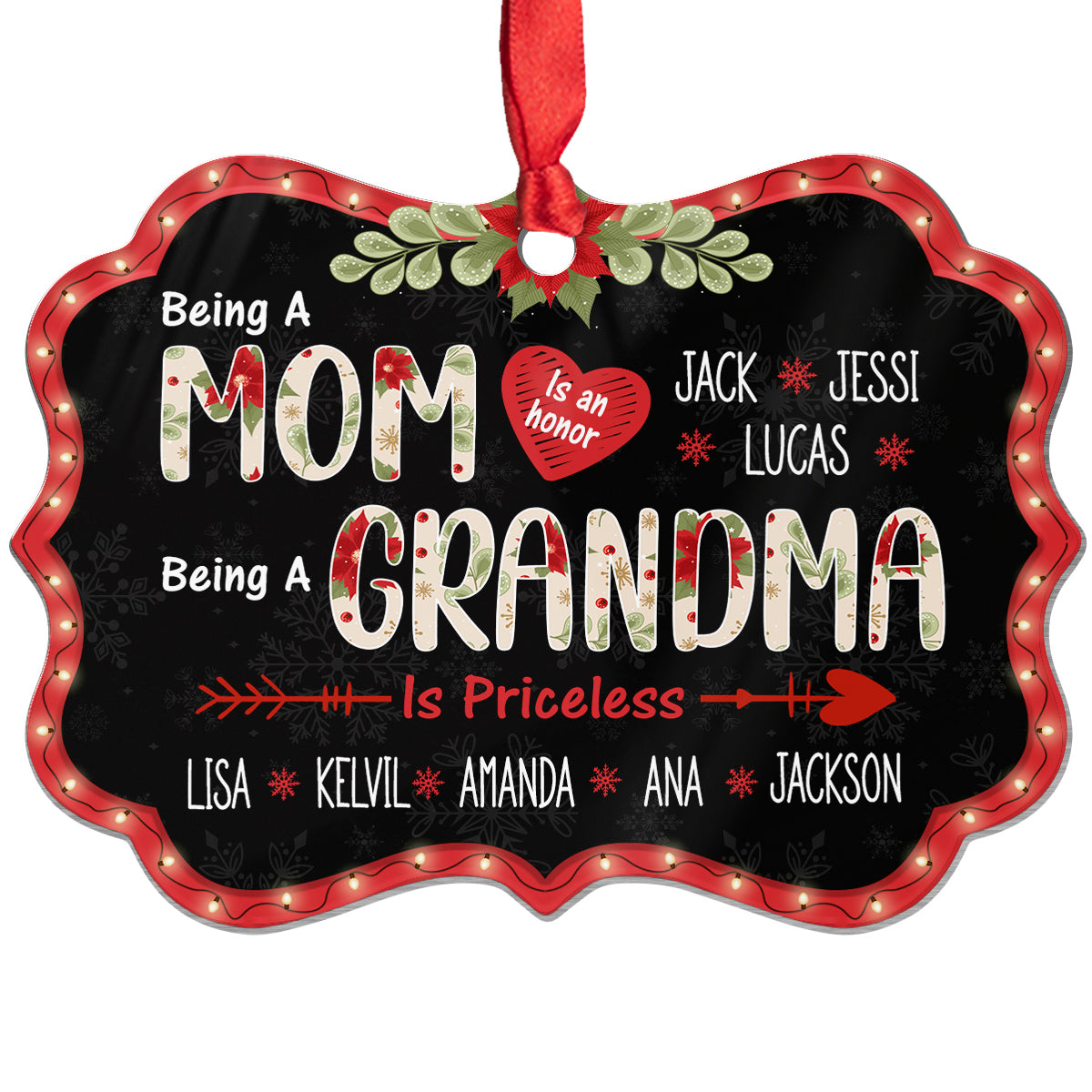 Mom Grandma Ornament, Being A Mom Is An Honor, Being A Grandma Is Priceless, Personalized Grandkids Names, Christmas Gift For Grandma