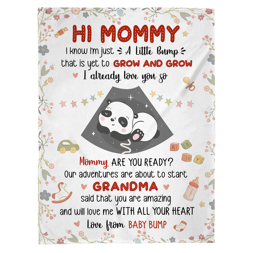 Mom To Be Gifts, I Already Love You Floral Cute Baby Panda Sleeping Ultrasound Mommy's Tummy, Personalized Blanket, Gifts For New Mommy, Fleece Sherpa, New Mom Blanket For Mother's Day