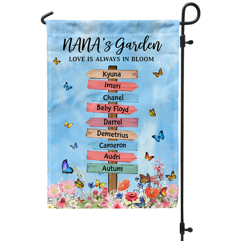 Grandma Gift, Personalized Nana's Garden Yard Flag, Butterflies Flowers Flag, Custom Grandkids Name, Nana Granny Bloom Garden Birthday Gift