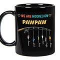 Personalized Coffee Mug For Papa Grandpa From Family Grandkids We Are Hooked On Pawpaw Fishing Grandchild Custom Name Fisherman Gifts Black Ceramic 11 15Oz Cup For Birthday Father's Day