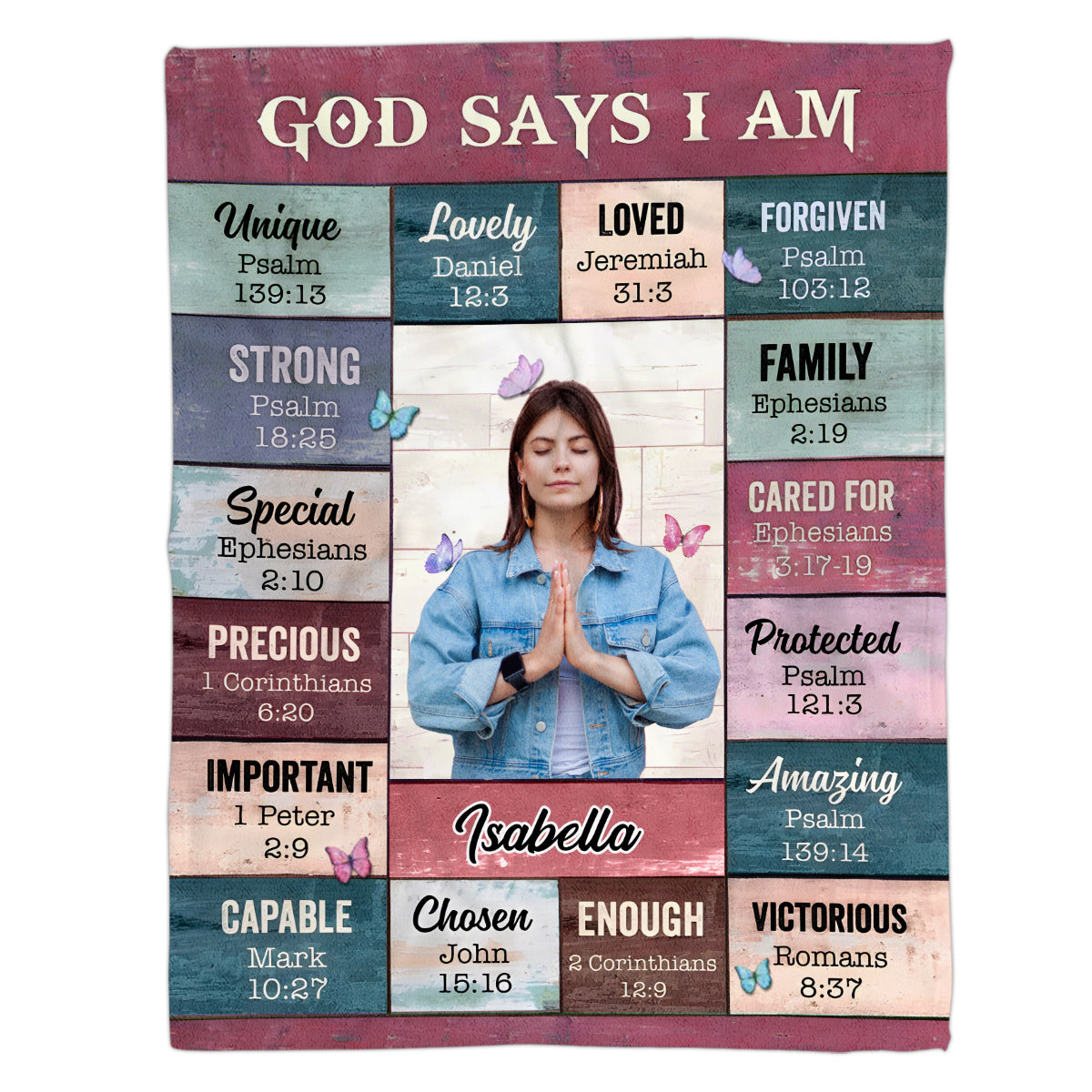 Personalized Blanket For Girl Women Family Friends Religious Gifts God Says I Am Inspirational Positive Thinking Daily Affirmation Mental Health Fleece Sherpa Blanket For Birthday