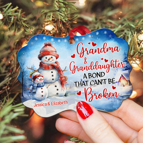 Grandma Gifts, Cute Grandma & Granddaughter A Bond That Can't Be Broken, Personalized Christmas Ornament, Gifts For Mimi From Grandkids, Xmas Tree Decoration Aluminum Ornament