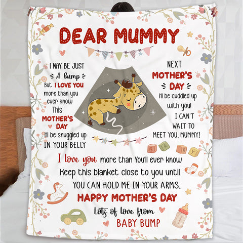 Mom To Be Gifts, I Can't Wait To Meet You 1st Mothers Day Baby Giraffe Sleeping In Mommy's Belly  Blanket, Gifts For New Mom