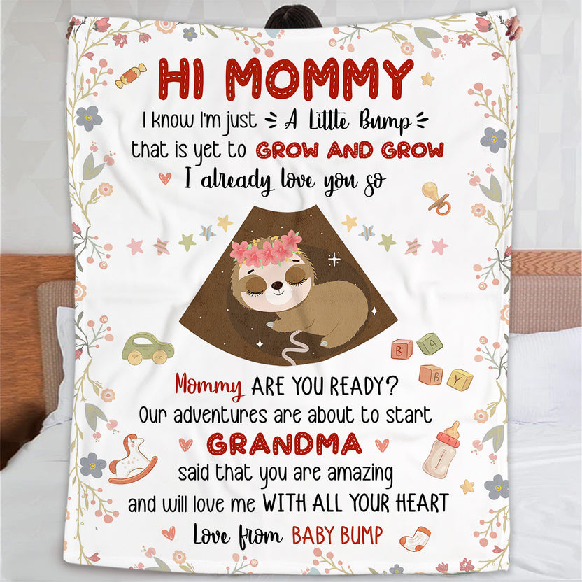 Mom To Be Gifts, I Already Love You Cute Baby Sloth Sleeping Ultrasound Mommy's Tummy , Personalized Blanket, Gifts For Mom To Be, Fleece Sherpa, New Mother Blanket For Mother's Day