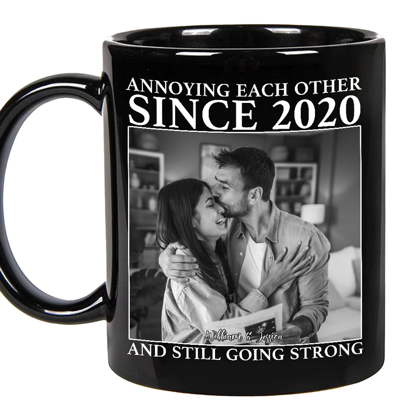 Annoying Each Other Since 2020” Couple Mug, Personalized Photo, Funny Anniversary, Custom Love Vintage Couple Picture Matching , Personalized Coffee Mug, Gifts For Him Her Honey