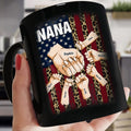 Grandma Gifts, Mom Grandma Nana Hands Drawing Flag With Leopard Printed, Personalized Coffee Mug, Gifts For Abuela From Grandkids, Novelty Ceramic Cup 11 15oz, Gifts For Mother's Day