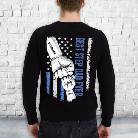 Personalized To My Dad Shirt Funny Gifts For Dad From Daughter Son Step Dad Ever  Fist Bump Flag Back Side Printed Custom Name Short Sleeve Tops Tee Shirt For Birthday