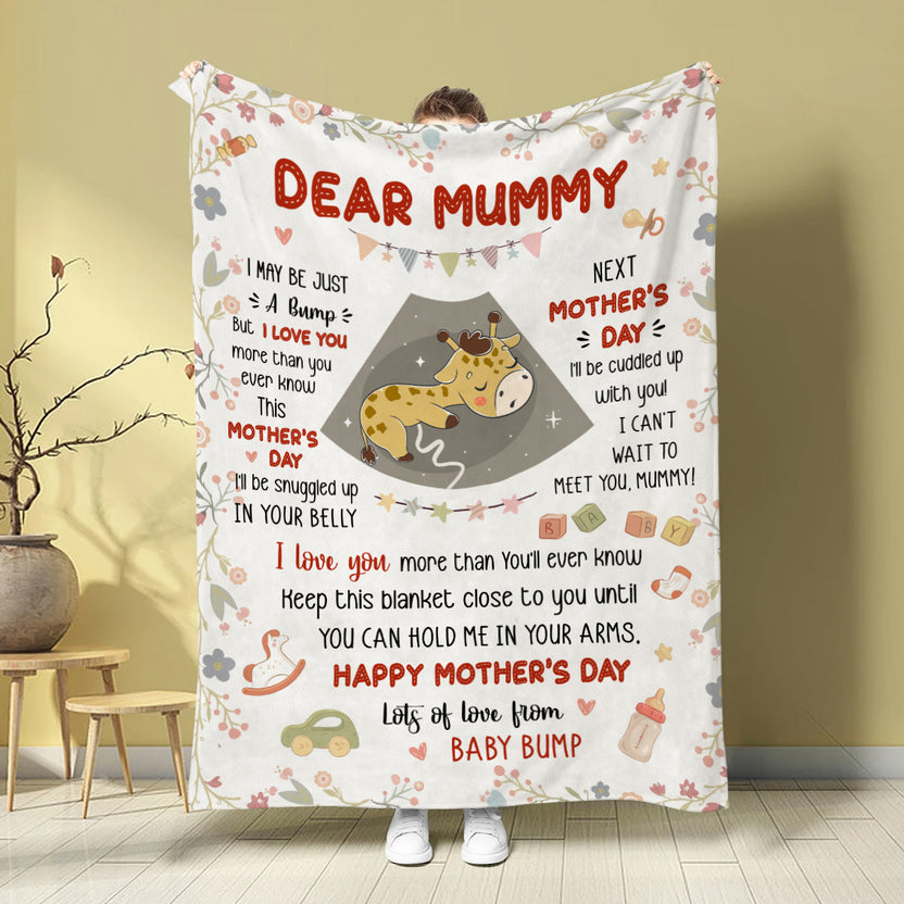 Mom To Be Gifts, I Can't Wait To Meet You 1st Mothers Day Baby Giraffe Sleeping In Mommy's Belly  Blanket, Gifts For New Mom