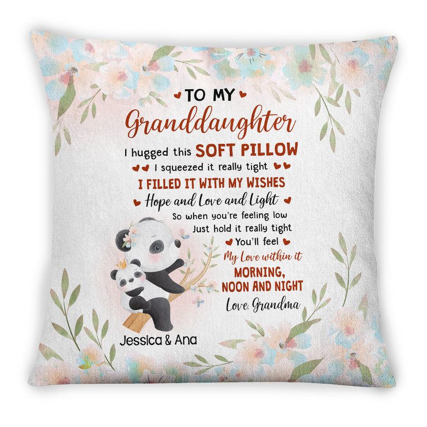 Personalized Square Pillow For Granddaughter Kids From Grandparents Gifts For Granddaughter I Hugged This Soft Pillow Cute Panda Custom Name Double Sided Sofa Couch Cushion On Birthday