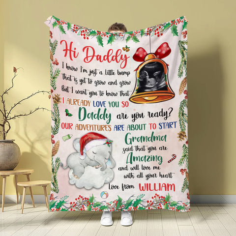 New Dad Gifts, Baby Ultrasound In Bell And Elephant Daddy Are You Ready Our Adventures Blanket, Gifts For New Daddy, Fleece Sherpa, New Dad Blanket, Gifts For Xmas