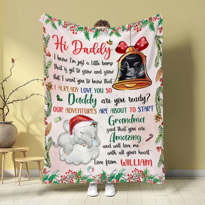New Dad Gifts, Baby Ultrasound In Bell And Elephant Daddy Are You Ready Our Adventures Blanket, Gifts For New Daddy, Fleece Sherpa, New Dad Blanket, Gifts For Xmas