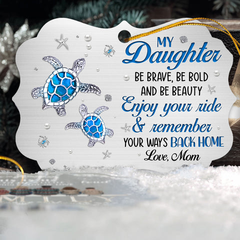 Cute Blue Turtle Enjoy Your Ride Jewelry Style Printed Aluminum Ornament, Holiday Christmas Tree Decor, Mom To Daughter Keepsake, Personalized Christmas Ornament, Gifts For Daughter