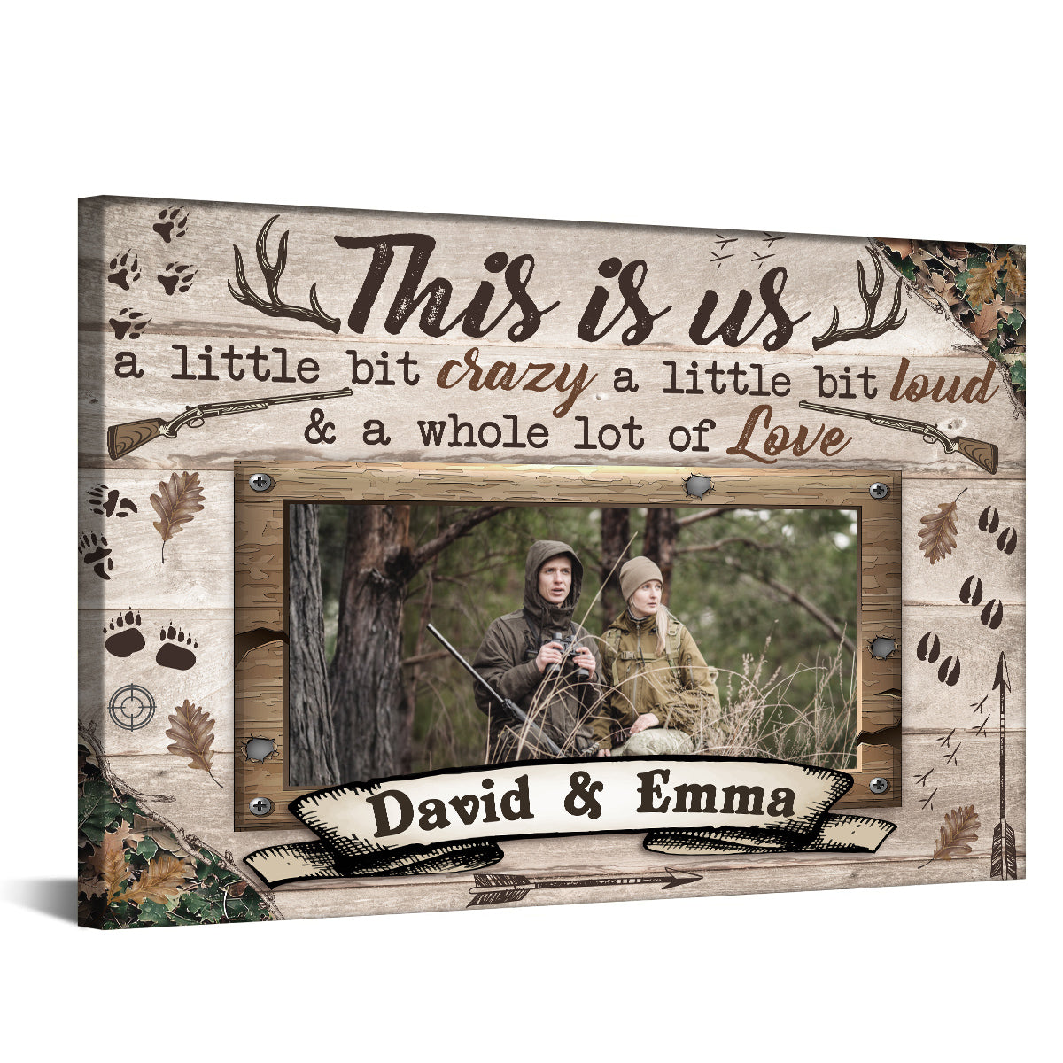 Personalized Name Outdoor Canvas, A Whole Lot Of Love Phrase Artwork, Hunting Theme Couple Wall Decor, Personalized Canvas Wall Art, Gifts For Him Her Honey, Poster Prints