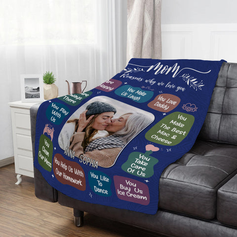 Gifts For Mother, Reasons Why Love You Help Us Clean Our Mess, Personalized Blanket, Funny Gifts For Mom Mother From Son Daughter, Fleece Sherpa Blanket, Gifts For Birthday Mothers Day