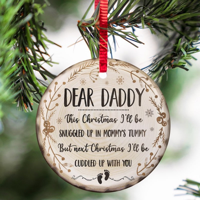 Personalized Dear Daddy This Christmas Circle Ornament For First Dad To Be From Baby Bump Custom Name Mom To Dad Christmas Ornament Expecting Father Ornament Gifts For Anniversary Xmas Holiday