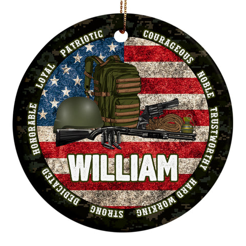 Personalized Veteran Ceramic Ornament, Custom Military Christmas Tree Plastic Ornament, Military Christmas Decor, Gift For Dad, Son, Husband