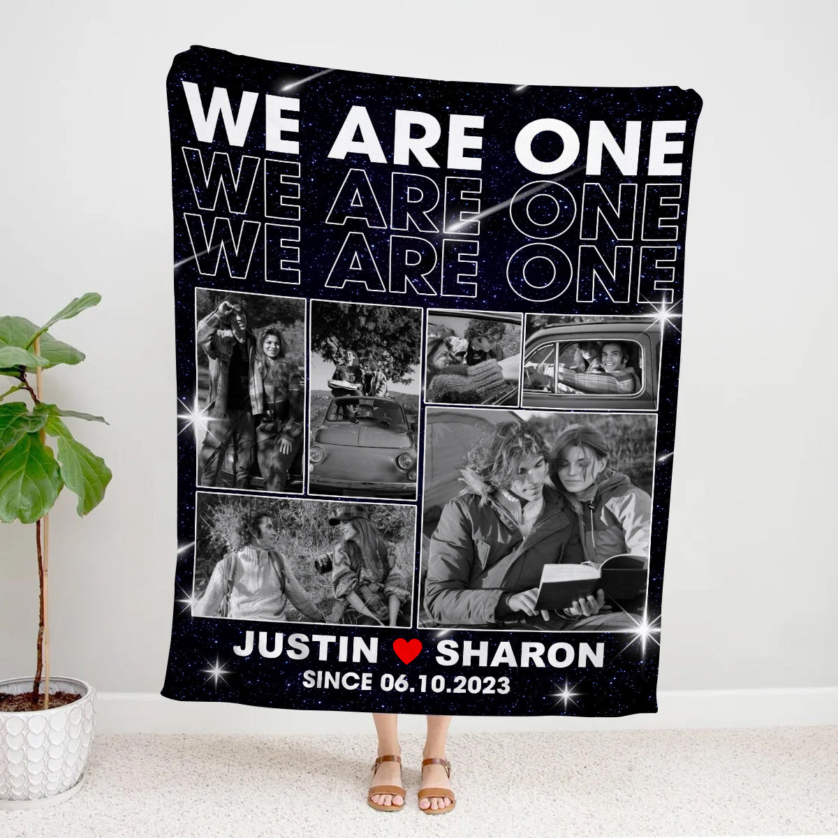 We Are One Personalized Photo Custom Names And Since Date, Soft Blanket With Picture, Relationship Memory Gifts For Him Her, Custom Fleece Sherpa Blanket, Gifts For Valentine