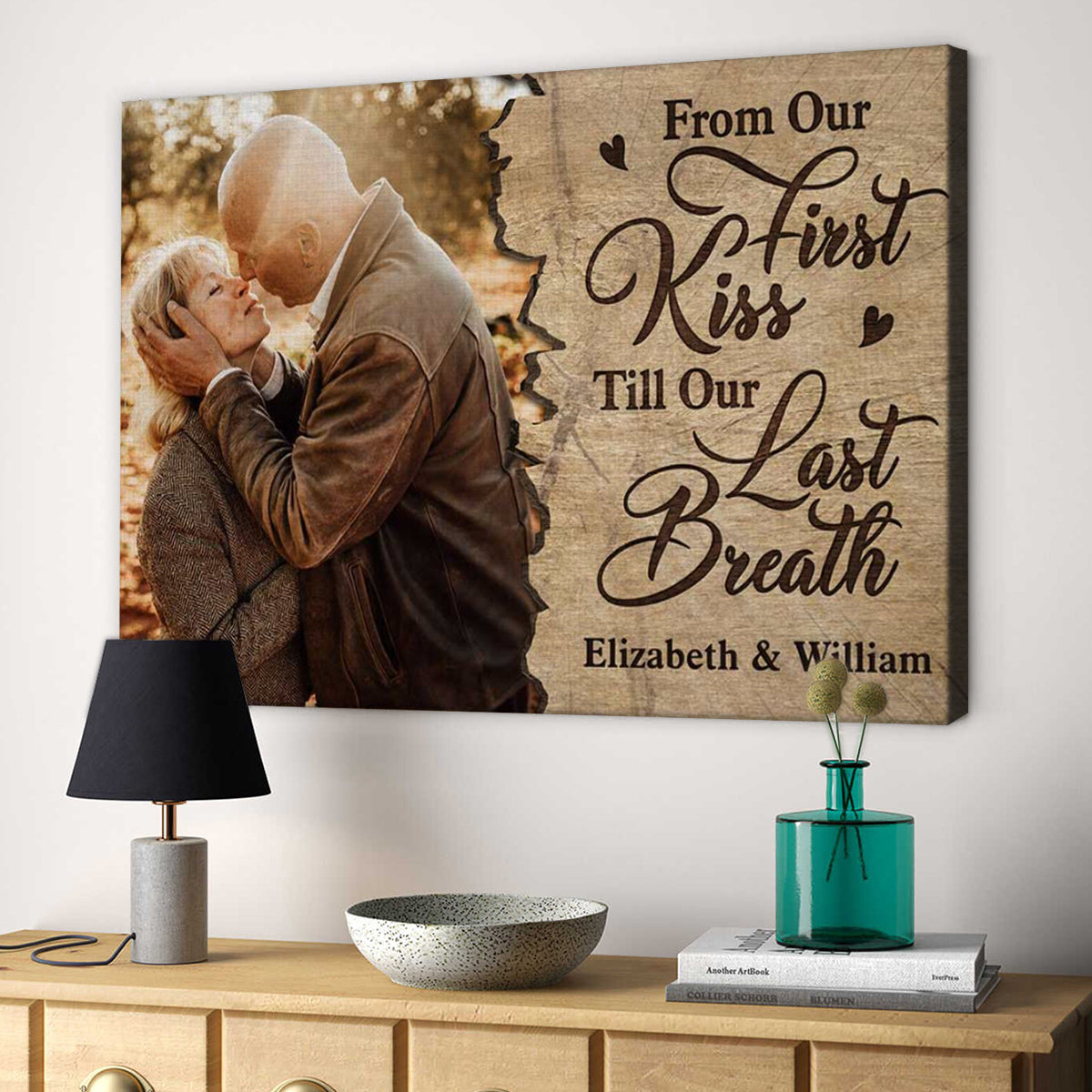 Personalized Canvas Wall Art For Wife Husband From Darling Unique Gifts For Couples Romantic Quotes Wooden Background Custom Name Poster Prints Hanging Home Decor For Valentines
