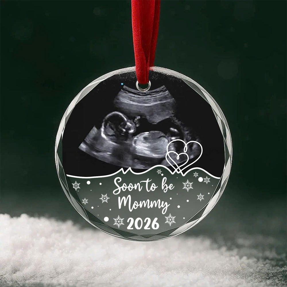 Personalized Ultrasound Glass Ornament, Soon To Be Mommy Year, Custom Sonogram Keepsake, New Mom Holiday Decoration, Baby Reveal, Expecting Mother, Personalized Photo Christmas Ornament