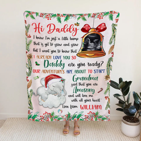 New Dad Gifts, Baby Ultrasound In Bell And Elephant Daddy Are You Ready Our Adventures Blanket, Gifts For New Daddy, Fleece Sherpa, New Dad Blanket, Gifts For Xmas