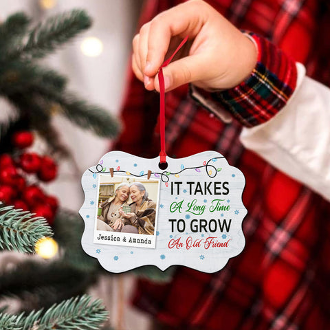 It Takes A Long Time To Grow An Old Friend Friends Together Xmas Light Snowflakes, Personalized Ornament, Gifts For Old Ladies, Xmas Tree Decor, Friends Ornament, Gifts For Xmas