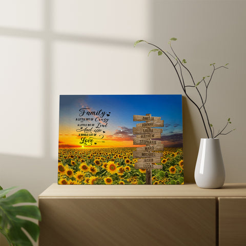Family Gifts, Sunset Sunflowers Street Signs Wooden, Personalized Canvas Wall Art, Gifts For Parent Poster Prints Home Decor, Family Wall Decor, Gifts For Birthday Christmas Mothers Day
