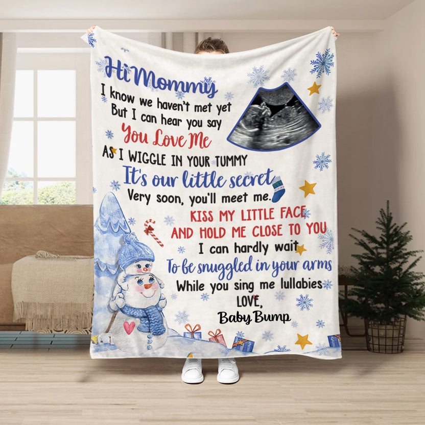 Mom To Be Gifts, Very Soon You Will Meet Me Snowmans And Baby Ultrasound, Personalized Blanket, Gifts For Mommy First Mom, Fleece Sherpa, Blanket For New Mom, Gifts For Christmas Xmas