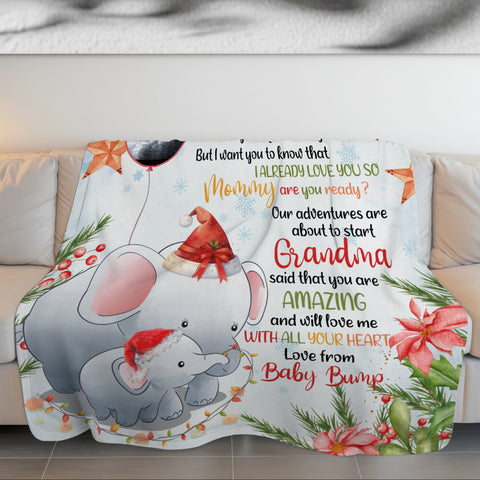Elephant Pregnancy Announcement Baby Blanket, Ultrasound Baby Reveal Gifts For 1st Time Parents, Cozy Fleece Blanket For New Mom New Dad Keepsake, Expecting Mom Christmas Presents
