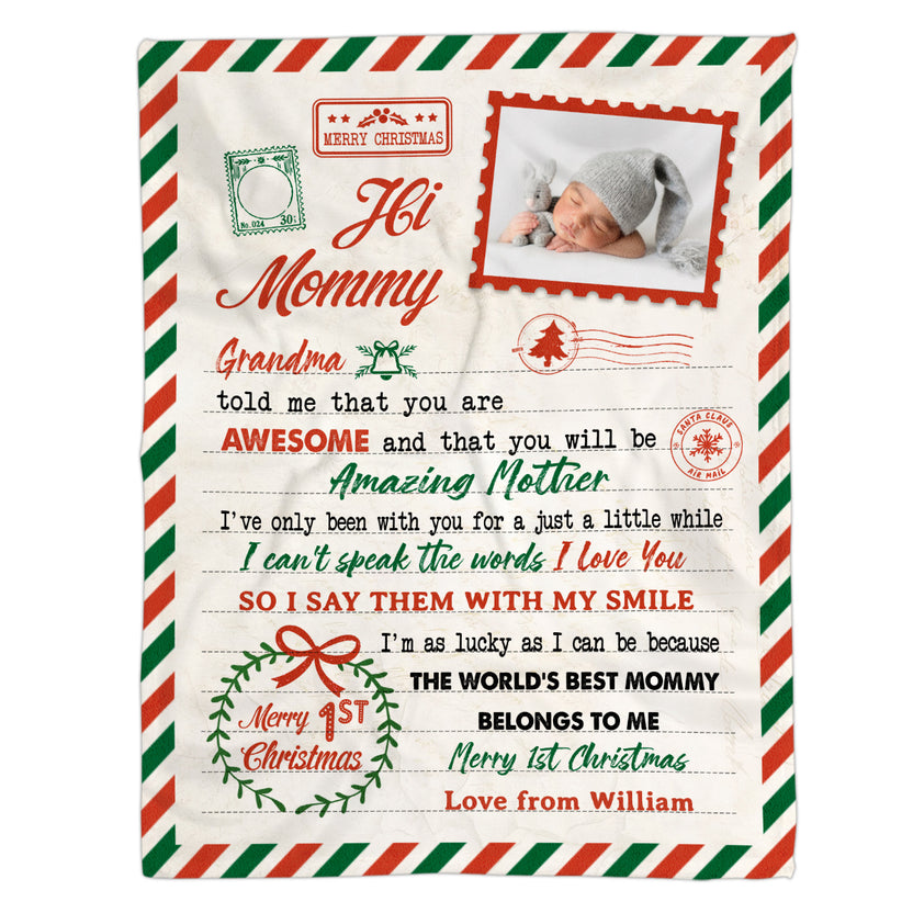 Personalized Blanket For New Mommy From Baby Daddy I'm As Lucky As I Can Be Because The World's Mommy Belongs To Me Pregnancy Gifts Custom Name Photo Fleece Sherpa Blanket For Christmas