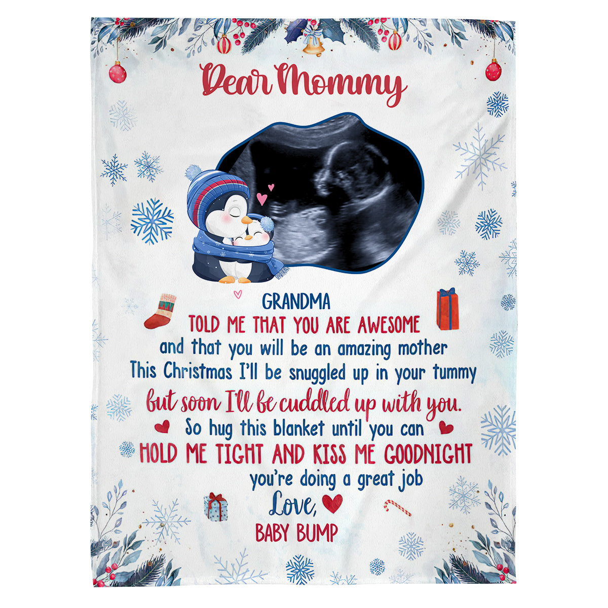 New Parents Gifts, Grandma Told Me That You Are Awesome Ultrasound Photo, Personalized Blanket, Gifts For Mommy Mom To Be, Fleece Sherpa, Expecting Mom Blanket, Gifts For Christmas