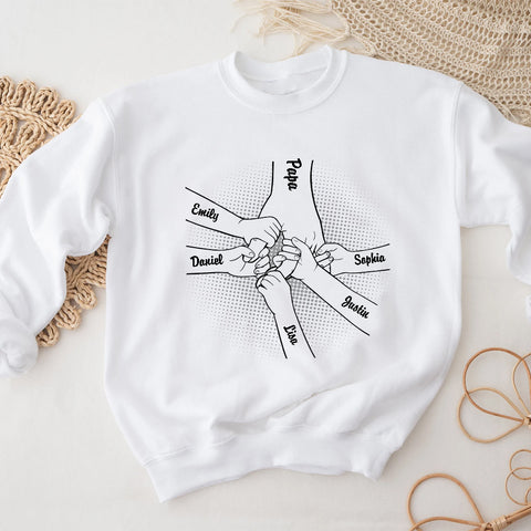 Gifts For Grandpa, Dad Papa Kids Hand In Hand Kids Holding Papa Dad's Hand, Personalized T-Shirt, Gifts For Granddad From Grandkids, Short Sleeve Tops Tee Shirt, Gifts For Father's Day