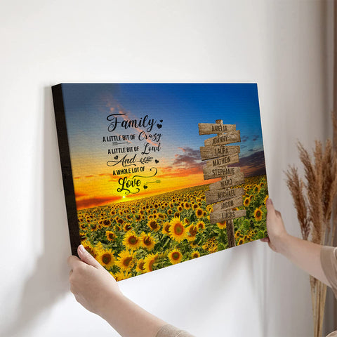 Family Gifts, Sunset Sunflowers Street Signs Wooden, Personalized Canvas Wall Art, Gifts For Parent Poster Prints Home Decor, Family Wall Decor, Gifts For Birthday Christmas Mothers Day