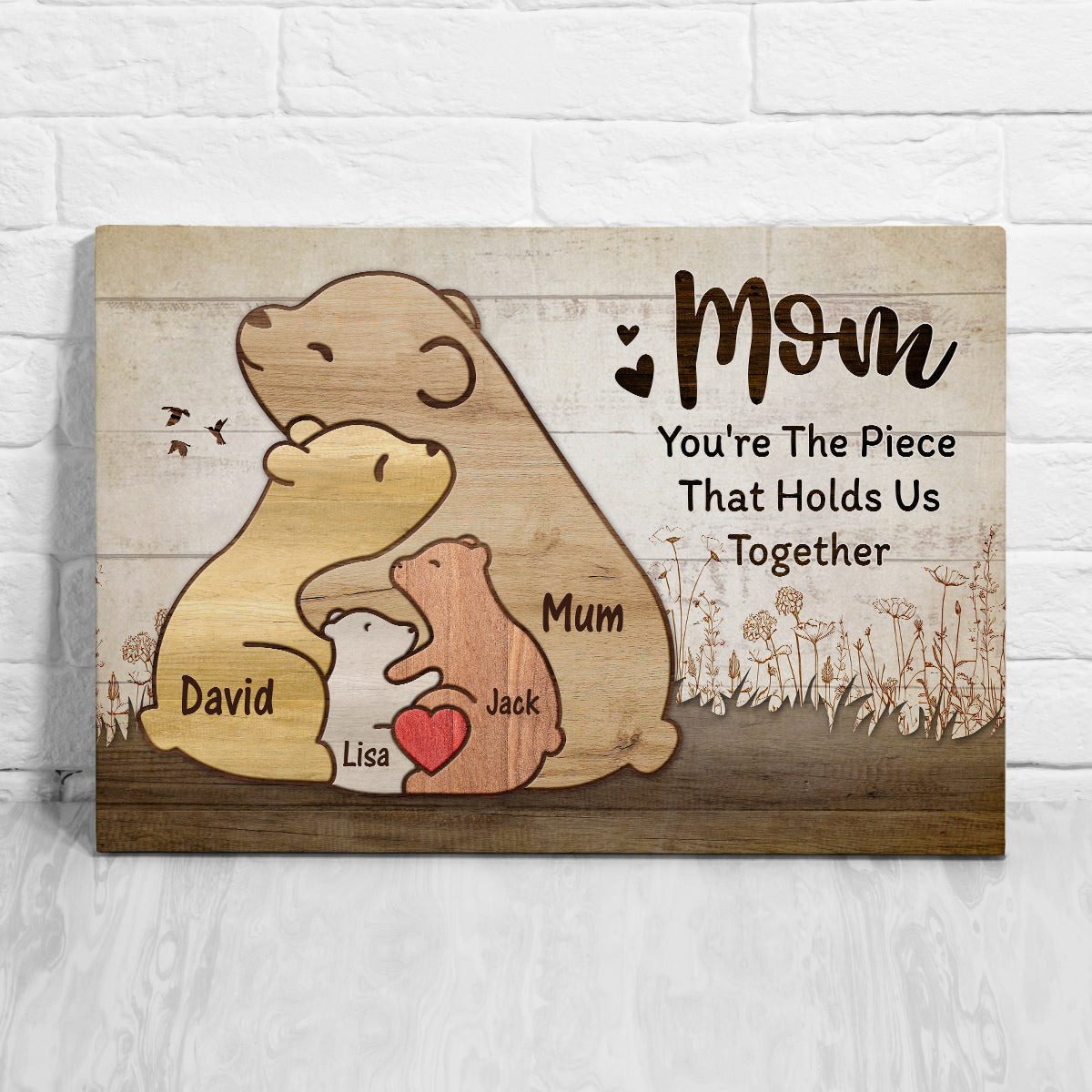 Useful Gifts For Mom You're The Piece That Holds Us Together Pieces Bears Mommy Kids Canvas Wall Art Poster Prints Wall Decor