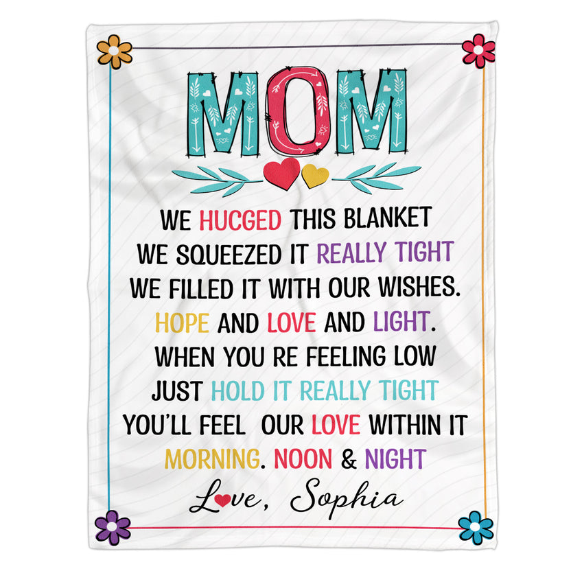 Useful Gifts For Mom, Mom Blanket With Kids Names Floral, Personalized Blanket, Gifts For Mom Mommy From Daughter Son, Fleece Sherpa Blanket, Gifts For Birthday Mothers Day