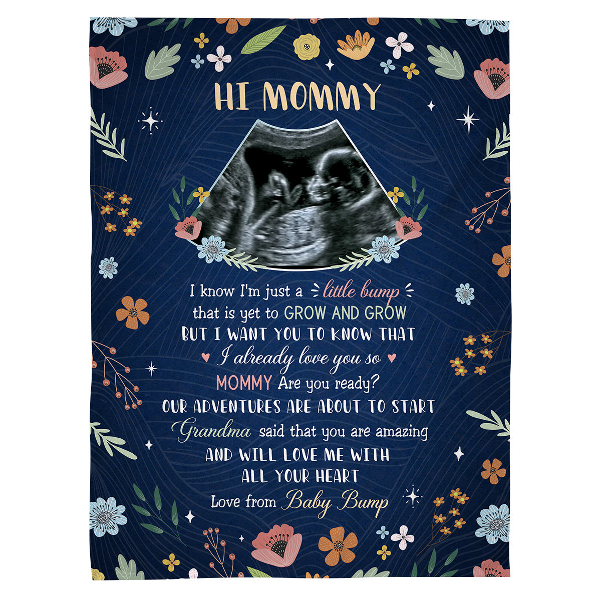 Mom To Be Gifts, Floral Printed With Baby's Sonogram Photo I Already Love You, Personalized Blanket, Gifts For New Mommy, Fleece Sherpa, New Mom Blanket For Mother's Day