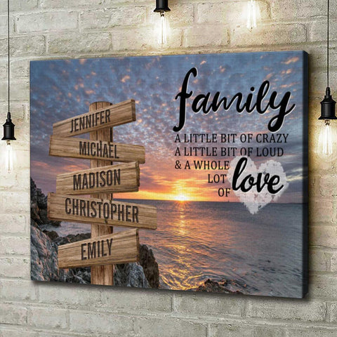 Personalized Canvas Wall Art For Mom Dad Grandma From Kids Grandkids Wooden Signs A Little Crazy Loud Custom Multi Name Poster Prints Home Decor Fun Family Gifts For Mom Dad On Birthday