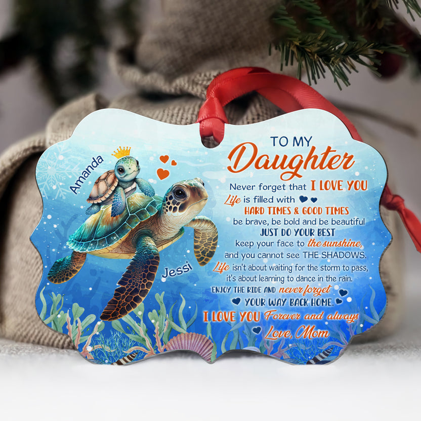 Daughter Gifts, Keep Your Face To The Sunshine Sea Turtle Medallion Aluminum Ornament
, Personalized Christmas Ornament, Gifts For Girls Babies From Mom Mother, Xmas Tree Decor Keepsake