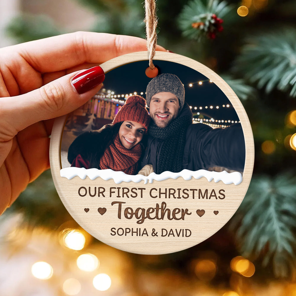 Couple Photo First Christmas Ornament, Custom Holiday Tree Decoration, Romantic Couple Keepsake, First Christmas Together Keepsake, Holiday Ornament Gifts For Him Her Honey Wife Husband
