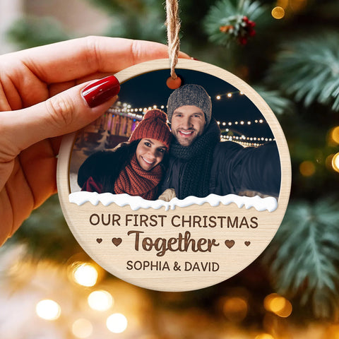 Couple Photo First Christmas Ornament, Custom Holiday Tree Decoration, Romantic Couple Keepsake, First Christmas Together Keepsake, Holiday Ornament Gifts For Him Her Honey Wife Husband