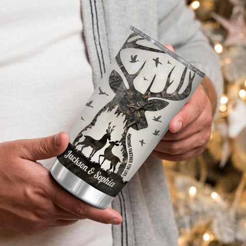 To My Old Buck I'd Find Sooner.And Love Longer You Are The Buckin Ever Your Sweet Doe ,Hunting Partner For Life, Personalized Tumbler, Gifts For Him Her Honey, Custom 20oz With Lid