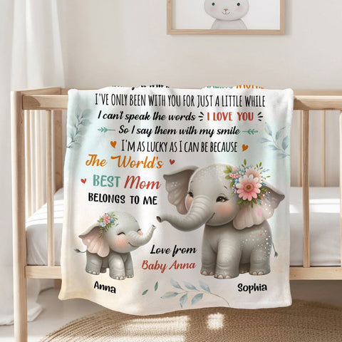 1st Time Mom Gifts, I've Only Been With You For A While Cute Mommy Baby Elephant, Personalized Blanket, Gifts For New Mommy, Fleece Sherpa, Blanket For New Mom, Gifts For Mother's Day