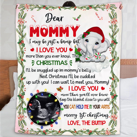 Mom To Be Gifts, Dear Mommy I Can't Wait To Meet You Elephant Baby Ultrasound Photo , Personalized Photo Blanket, Gifts For New Mommy, Fleece Sherpa, New Mom Blanket, Gifts For Xmas