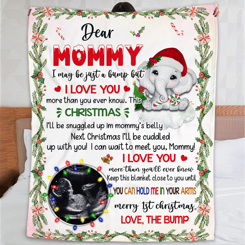 Mom To Be Gifts, Dear Mommy I Can't Wait To Meet You Elephant Baby Ultrasound Photo , Personalized Photo Blanket, Gifts For New Mommy, Fleece Sherpa, New Mom Blanket, Gifts For Xmas
