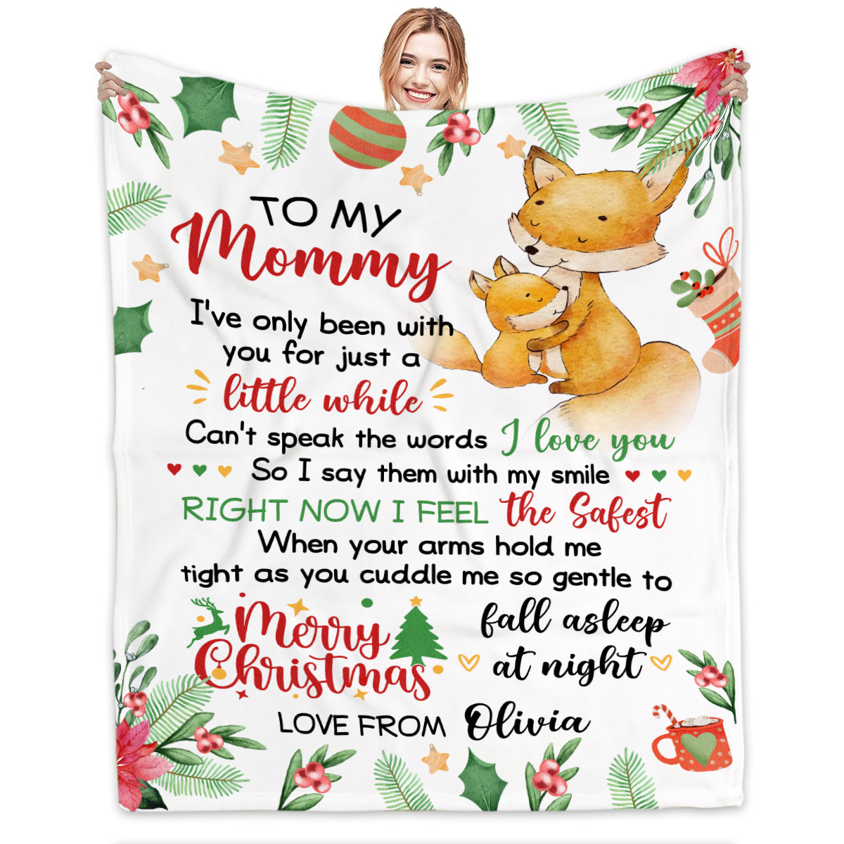 Personalized Blanket For New Mom I've Only Been With You Fox Mommy Hug Baby Custom Name Pregnancy Gifts Fleece Sherpa Blanket