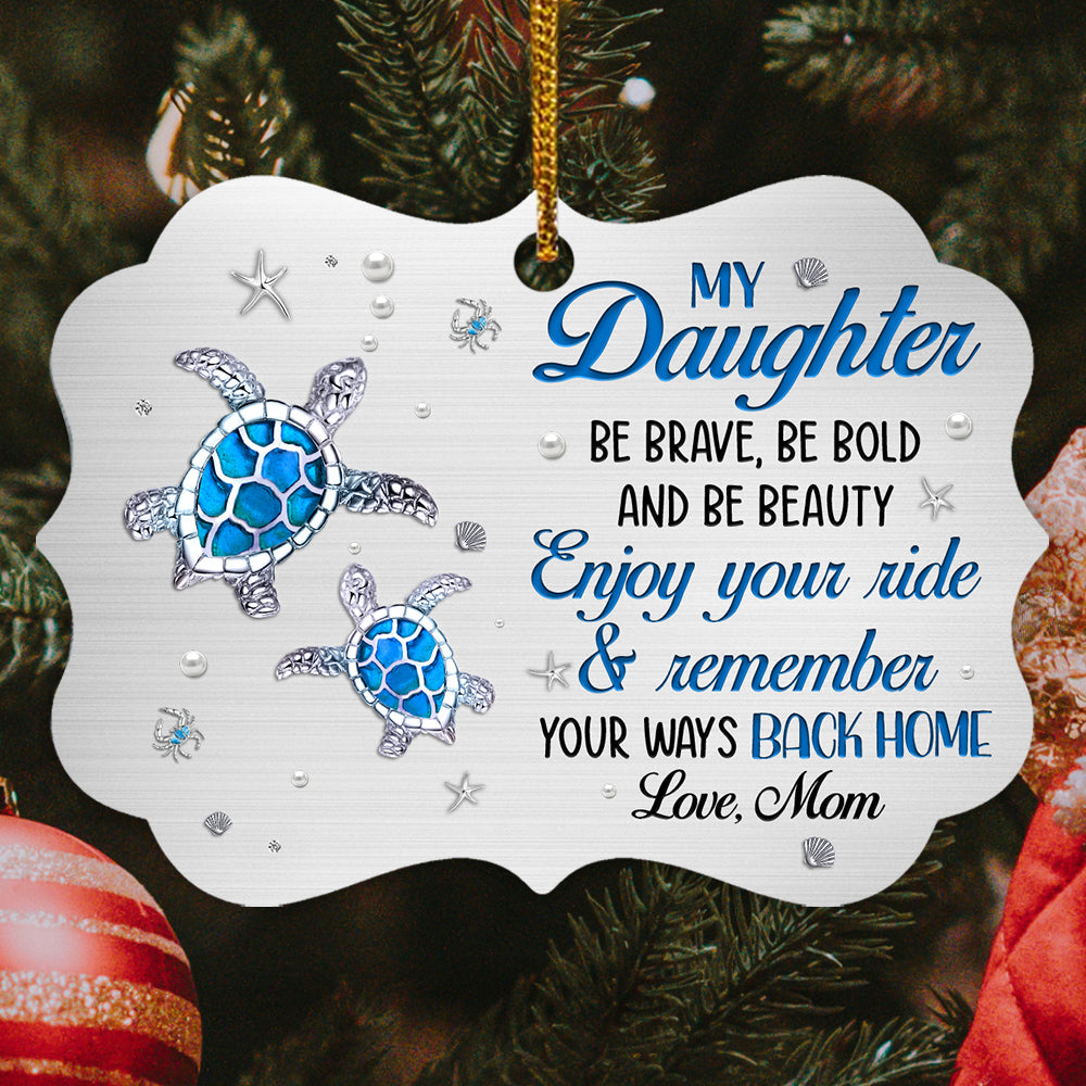 Cute Blue Turtle Enjoy Your Ride Jewelry Style Printed Aluminum Ornament, Holiday Christmas Tree Decor, Mom To Daughter Keepsake, Personalized Christmas Ornament, Gifts For Daughter