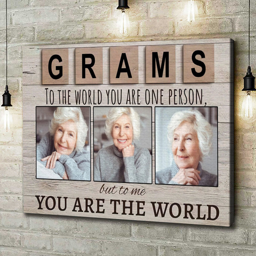 Unique Gifts For Grandma, Granms You Are World Wooden Background, Personalized Canvas Wall Art, Gifts For Grandma Nana From Grandkids, Poster Prints Wall Decor, Gifts For Christmas